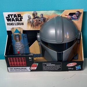 Nerf Star Wars Mandalorian Gray Helmet and Blue Gauntlet Blaster from Hasbro